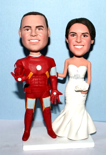 Custom cake toppers Iron Man groom & birde custom wedding cake toppers